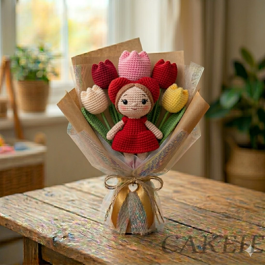 Heart Doll Crochet Bouquet